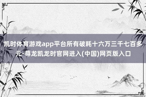 凯时体育游戏app平台所有破耗十六万三千七百多元-尊龙凯龙时官网进入(中国)网页版入口