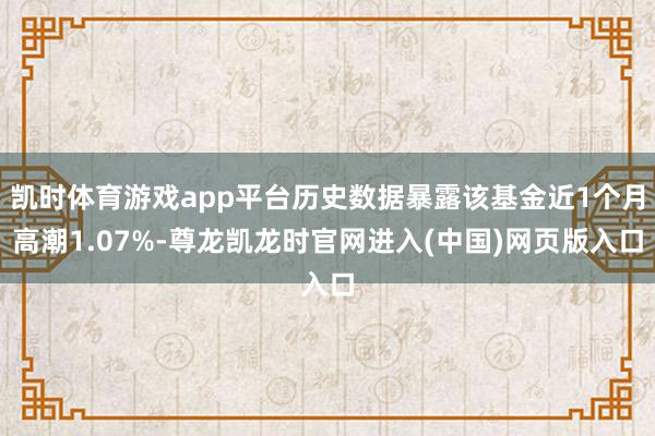凯时体育游戏app平台历史数据暴露该基金近1个月高潮1.07%-尊龙凯龙时官网进入(中国)网页版入口