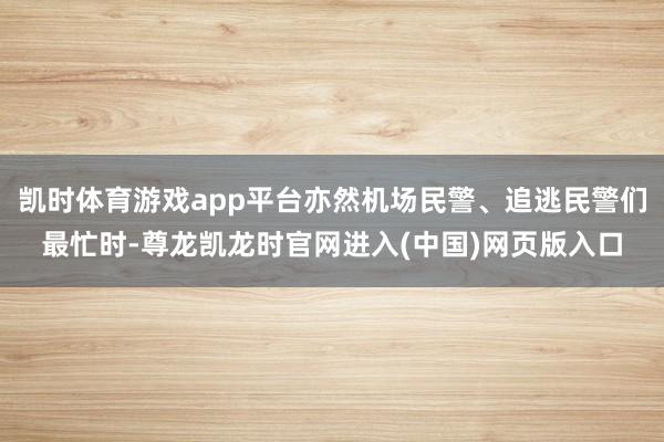 凯时体育游戏app平台亦然机场民警、追逃民警们最忙时-尊龙凯龙时官网进入(中国)网页版入口