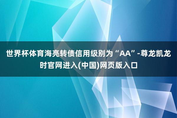 世界杯体育海亮转债信用级别为“AA”-尊龙凯龙时官网进入(中国)网页版入口