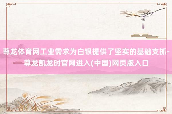 尊龙体育网工业需求为白银提供了坚实的基础支抓-尊龙凯龙时官网进入(中国)网页版入口