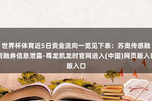 世界杯体育近5日资金流向一览见下表:苏奥传感融资融券信息泄露-尊龙凯龙时官网进入(中国)网页版入口